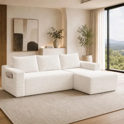 Vista 14 de Sofá deshuesado de 96 pulgadas, sofá modular en forma de L, color negro