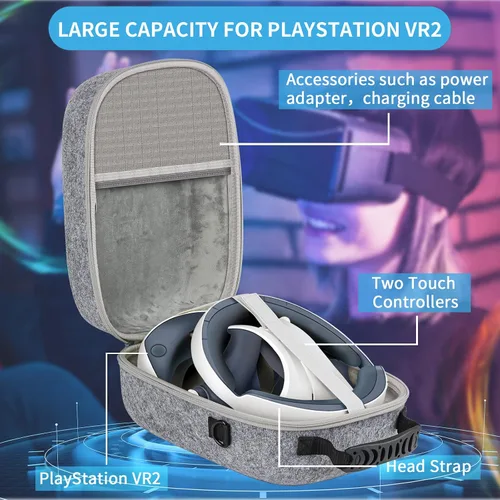 Vista 6 de HuiJuKeJi Hard Carrying Case Compatible with PlayStation VR2 Gaming Headset and Touch Controllers Accessories,Anti-collision Box for PSVR2 with