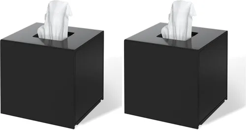 Vista 10 de FEMELI Cajas de pañuelos cuadradas de acrílico negro mate para baño