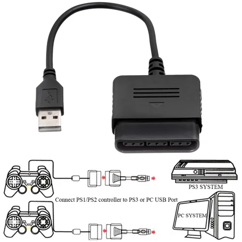 Vista 4 de OSTENT USB 2.0 Controller Gamepad Joystick Adapter Converter Cable Cord for Sony PS1 PS2 Wired Controller to PC