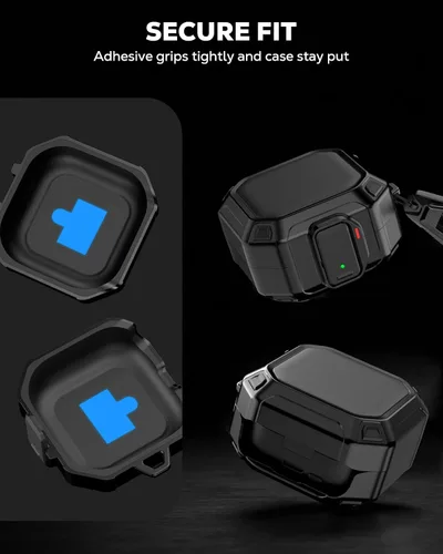 Vista 6 de MoKo Secure Lock - Carcasa para Samsung Galaxy Buds 4 Pro/4 (2026), color negro Bloqueo seguro, compatible con carga inalámbrica, protección