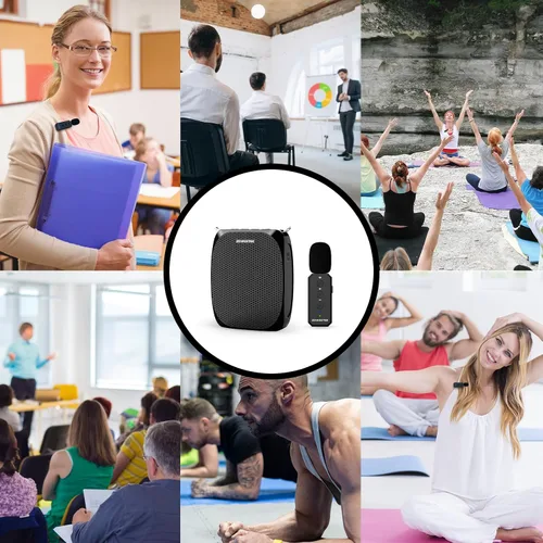Vista 9 de ZOWEETEK Amplificador de voz con micrófono inalámbrico Lavalier para profesores, micrófono de profesor con altavoces, sistema de micrófono