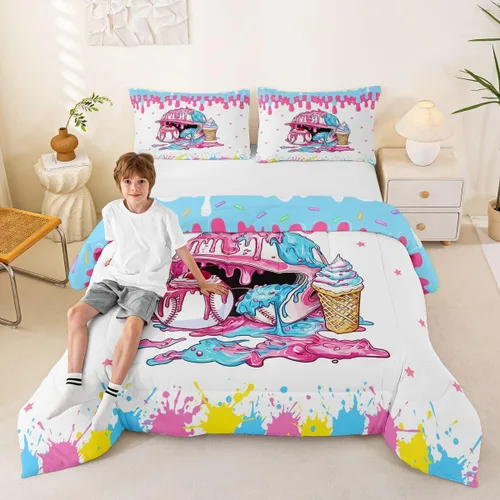 Vista 19 de Homewish Juego de edredón de juegos deportivos de pelota, tamaño twin, juego de ropa de cama de béisbol y baloncesto, 2 piezas para niños