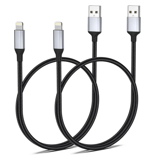 Vista 9 de 6 Inch Short Lightning Cable Fast Charging 0.5FT USB to Lightning Cable MFi Certified, Nylon Braided, Zero Excess Slack, Hassle-Free Design for