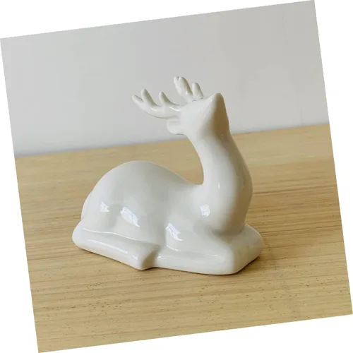 Vista 8 de Estatuilla de decoración de escritorio de cerámica, pareja, estatua de ciervo, mini oficina, tienda, habitación, adorno para el hogar, escultura