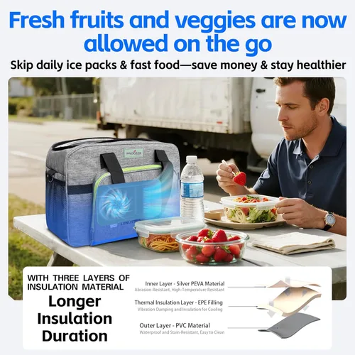 Vista 8 de Bolsa refrigeradora eléctrica portátil para automóvil de 26Q con refrigeración activa, zonas duales y 38dB silenciosa - amortiguador de temperatura