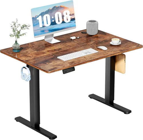 Vista 12 de DUMOS Escritorio eléctrico de pie de 40 pulgadas con altura ajustable, estación de trabajo para computadora para trabajar sentado o de pie, mesa