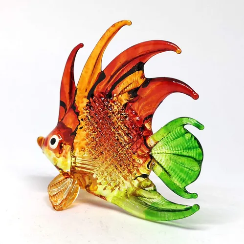 Vista 4 de Acuario Artesanía Tailandesa Coleccionable Mini Figura De Peces De Vidrio Soplado A Mano Decoración Hand-blown glass, 2.5 in tall, for coastal