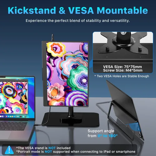 Vista 6 de Upperizon Monitor portátil de 14 pulgadas 4K 3840X2400 100000:1 100% DCI-P3 OLED HDMI USB-C Monitor de viaje para laptop, MacBook, PC, Surface PS5