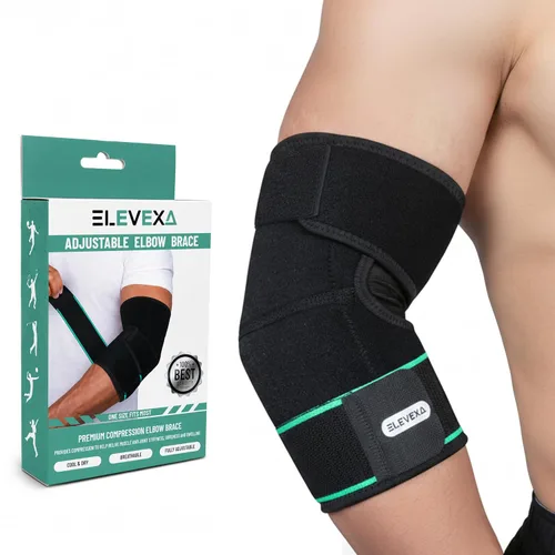 Vista 9 de Codera ajustable Manga de compresión de codo de doble correa para tendinitis, esguinces y distensiones Brazo/codo de tenis para hombres