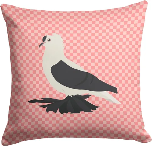 Vista 176 de Caroline's Treasures BB8163PW1414 Beltsville - Almohada decorativa de tela a cuadros pequeños, color blanco, pavo y gallina azul, lavable a máquina