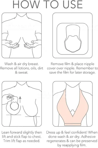Vista 7 de Noémie - Sujetador invisible adhesivo adhesivo grande Pasties pezones Cubre la cinta de tetas Cinta de elevación de pecho de silicona Stick
