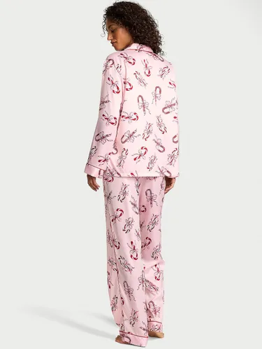 Vista 3 de Victoria's Secret Conjunto de pijama de satén, camisa y pantalones de manga larga con botones, ropa de dormir para mujer (XS-XXL)