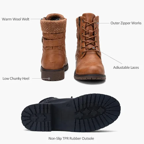 Vista 6 de Vepose Botines con estilo de combate, a la moda, para mujer