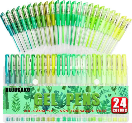 Vista 11 de Paquete de 48 bolígrafos de gel azules, 24 bolígrafos de gel de colores con 24 repuestos, 40% más de tinta para escribir suavemente para adultos