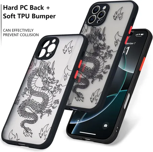 Vista 3 de Funda compatible con iPhone 16 Pro, diseño de dragón 3D con diseño de animal de dragón esmerilado, parte trasera de policarbonato duro suave, funda