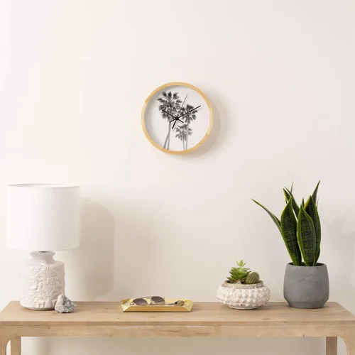 Vista 2 de Deny Designs Bethany Young Reloj de Pared, Marco Natural, Manecillas Negras, Monocromo Cali