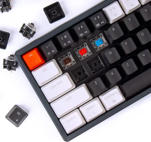 Vista 2 de Keychron K12 - Teclado mecánico con cable Bluetooth inalámbrico y USB intercambiable en caliente con teclado mecánico marrón interruptor de aluminio