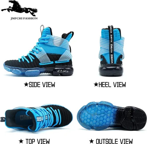 Vista 2 de JMFCHI FASHION - Zapatos de baloncesto para niños, tenis de alta calidad para deportes al aire libre, Zapatos antideslizantes para niños pequeños