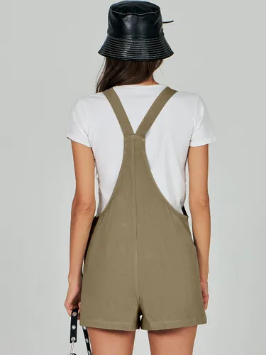 Vista 6 de ANRABESS Overol de verano para mujer, holgado, sin mangas, con tirantes ajustables, con bolsillos