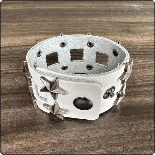 Vista 5 de Pulsera de cuero ancho de estrella de aleación punk rock