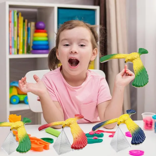 Vista 7 de 4 piezas de equilibrio de pájaro gravedad con pirámide combinación física juguete ciencia física adultos escritorio de oficina para amantes