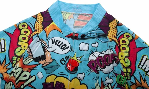 Vista 3 de Camiseta de ciclismo para mujer, diseño de dibujos animados de anime Explosion Comic 2021