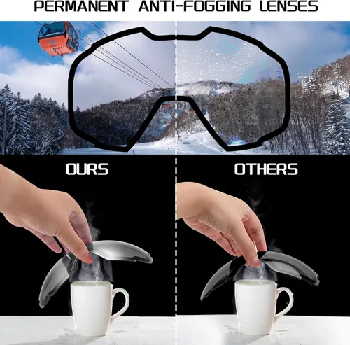 Vista 5 de FEISEDY Ski Goggles, OTG Snow Sport Goggles for Men, Women & Youth B2961 Blanco - Plata Vlt 12%