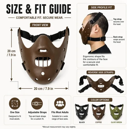 Vista 3 de Hannibal Lecter Mask Horror The Silence of Lambs Resin Hacker Mask