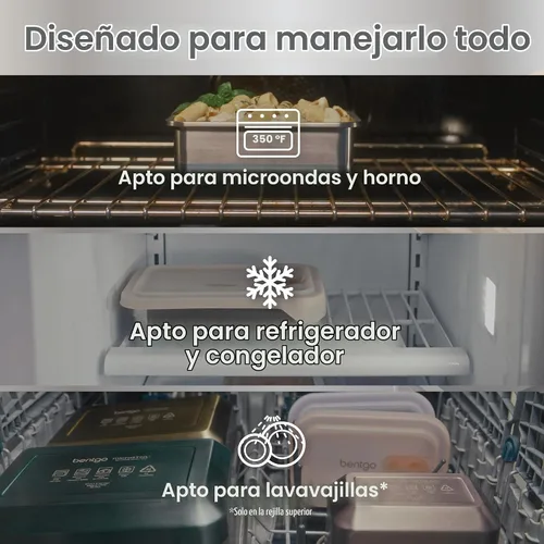 Vista 5 de Bentgo MicroSteel Heat & Eat - Contenedor de acero inoxidable a prueba de fugas Microwave-Safe, Airtight, Easy to Clean, Lightweight Food Storage