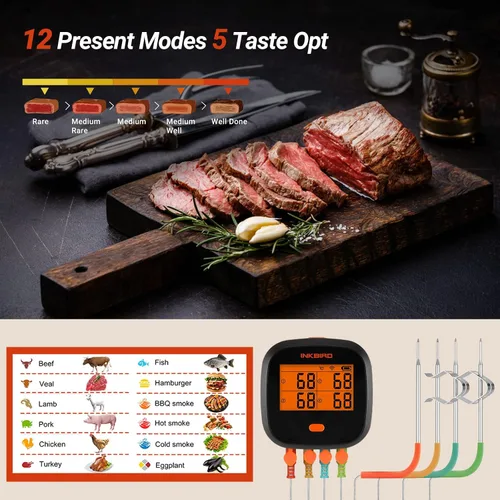 Vista 7 de INKBIRD Termómetro WiFi para Carne para Asar, Termómetro BBQ Recargable de Rango Ilimitado con Calibración de APP, Gráfico de Temperatura