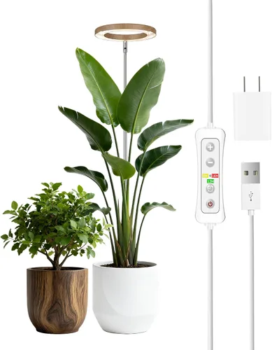 Vista 28 de yadoker 72 LEDs Luz de cultivo de plantas para plantas de interior, Luz de escritorio de aluminio con grano de madera de nogal LED, Altura