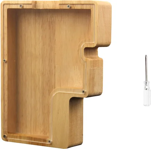 Vista 4 de TAONE Alcancía personalizada para niños, con grabado láser y letras de madera personalizadas