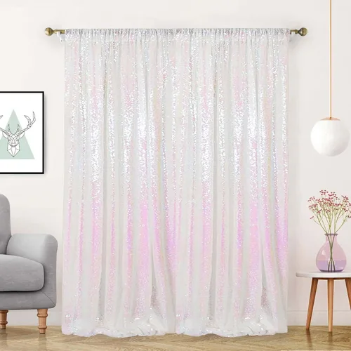 Vista 50 de Cortinas de Fondo de Lentejuelas Negras Cortinas Brillantes con Purpurina 2FTx8FT 2 Paneles para Decoraciones de Bodas Fiestas de Cumpleaños