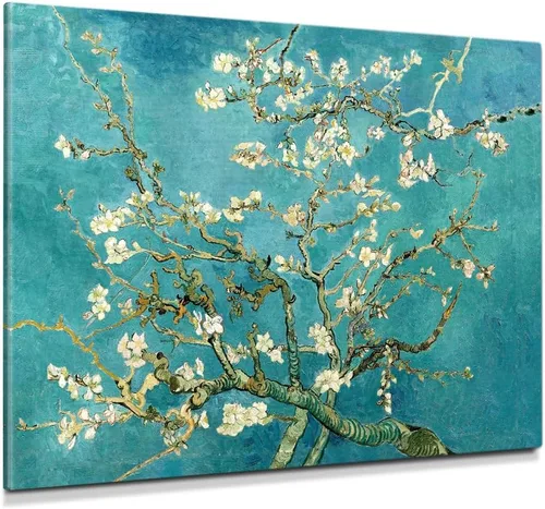 Vista 32 de Serie de pinturas de Vincent Van Gogh (favoritos). Reproducción de arte clásico de Van Gogh, impreso en lienzo, Algodón, Almond Blossom, 16x20