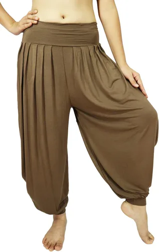 Vista 2 de Lovely Creations Pantalones holgados con cintura elástica y harem Aladdin para mujer