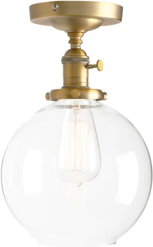 Vista 5 de PERMO Lámpara de techo vintage con 1 lámpara colgante con cristal transparente de globo de 7.9 pulgadas (cepillado)