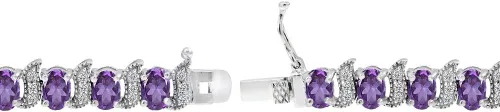 Vista 4 de B. BRILLIANT Pulsera de plata de ley genuina, creada o simulada con piedras preciosas ovaladas y S para mujer