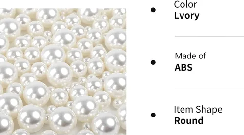 Vista 7 de Quefe 150 perlas para manualidades sin agujeros, relleno de jarrón, cuentas de perlas de plástico artificiales para dispersión de mesa, boda, fiesta