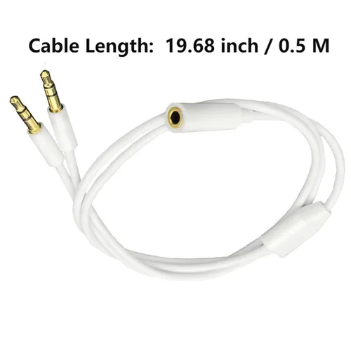 Vista 5 de Divisor Y de Audio para Auriculares de 0.1 in 1Hembra a 2Macho TRS Cable 19.68 in