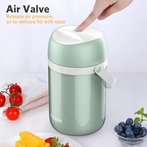 Vista 6 de Tarro de comida aislado de 64 onzas, lonchera térmica apilable de 3 niveles, mantiene la comida caliente 6 horas, a prueba de fugas, sin BPA