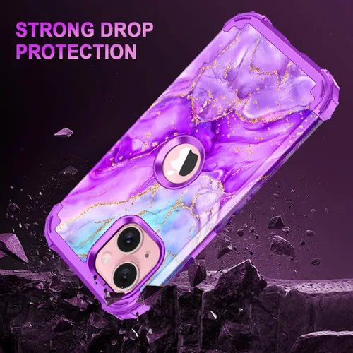 Vista 4 de Casetego Funda para iPhone 13, iPhone 14, tres capas de alta resistencia a prueba de golpes, protección completa resistente de policarbonato duro +