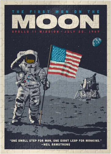 Vista 7 de MyPuzzle NASA 1969: First Man On The Moon - Póster vintage - Rompecabezas de 100 piezas prémium para adultos