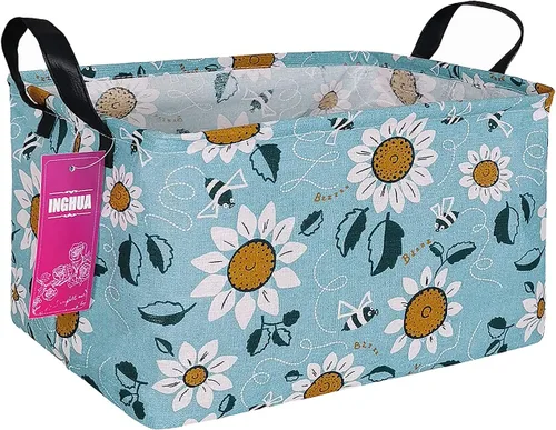 Vista 36 de Cesta de almacenamiento rectangular de tela con organizador de tela para juguetes, libros, ropa, regalos, mascotas - Perfecta para el hogar Rec