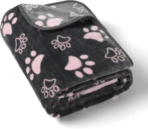 Vista 22 de Manta Suave para Perros para Perros Grandes - Manta Mullida para Mascotas para Gatos y Cachorros, Manta Reversible con Diseño de Huellas de Pata gris