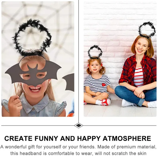 Vista 5 de Beaupretty 2 diademas con halo de ángel diadema con halo negro accesorios para el cabello para niños y niñas disfraz de Halloween y Navidad