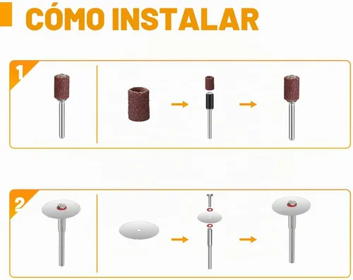 Vista 4 de HARDELL 69 piezas de accesorios para herramientas rotativas, kit de accesorios para herramientas rotativas eléctricas con vástagos de diámetro