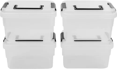 Vista 6 de Jekiyo Caja de plástico de 2.5 cuartos de galón, contenedor transparente con mango negro, 4 paquetes