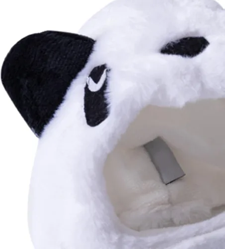 Vista 5 de Gorro de felpa para mascotas, disfraz de perro a la moda, sombrero de punto compatible con panda de Navidad, S