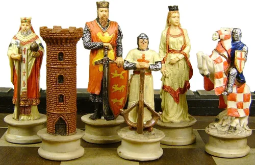 Vista 7 de Medieval Times Crusades Arabian vs Christian Knights Juego de ajedrez con tablero de castillo de 17
